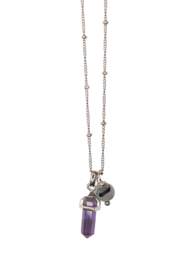 Amethist Bullet Stainless Steel Necklace