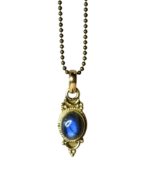 Boho Oval Gemstone Pendant Brass