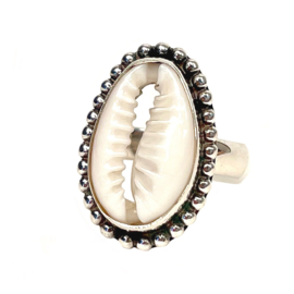 Cowrie Shell Ring Sterling Silver