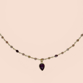 Amethist Mystic Leaf Ketting - Gold Plated