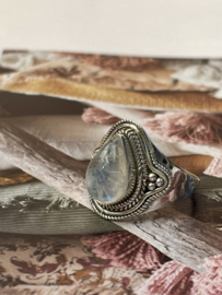 Moonstone Boho Raindrop Ring Sterling Silver