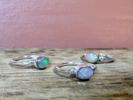 Oval Opal Ring Sterling Silver