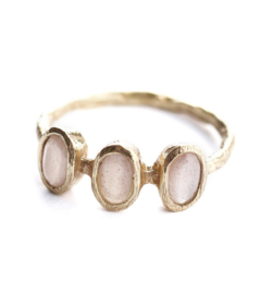 Peach Moonstone 3 Stone Ring Gold Vermeil / Muja Juma