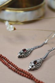 Agni Granaat Oorbellen - Sterling Zilver