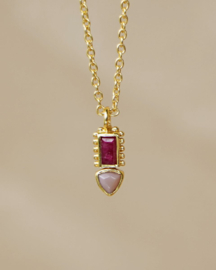 Ruby & Pink Opal Duo Necklace Gold Vermeil / Muja Juma