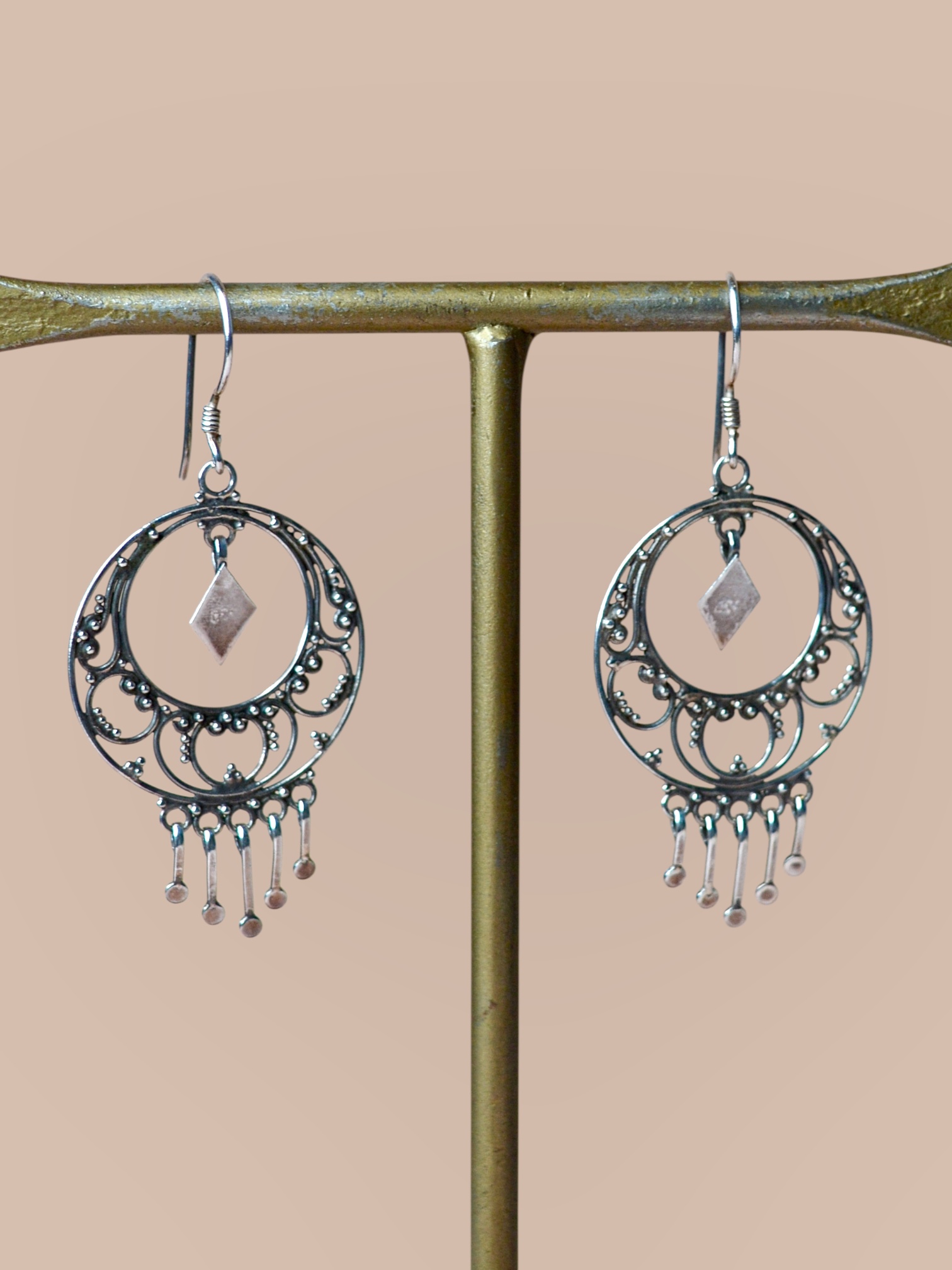 Bohemian Dangle Earrings Sterling Silver