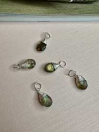 Wire Wrapped Labradorite Pendant Silver Plated (Small)