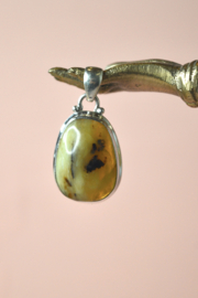 Gele Dendritische Opaal Hanger - Sterling Zilver