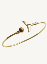 Tijgeroog Whale Tail Bangle - Brass