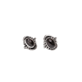 Obsedian Tiny Dots Oval Studs Sterling Silver Oorstekers
