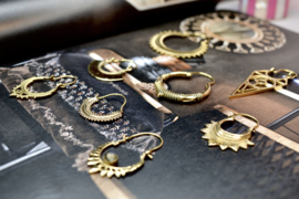 Bohemian Moonstone Hoops Brass