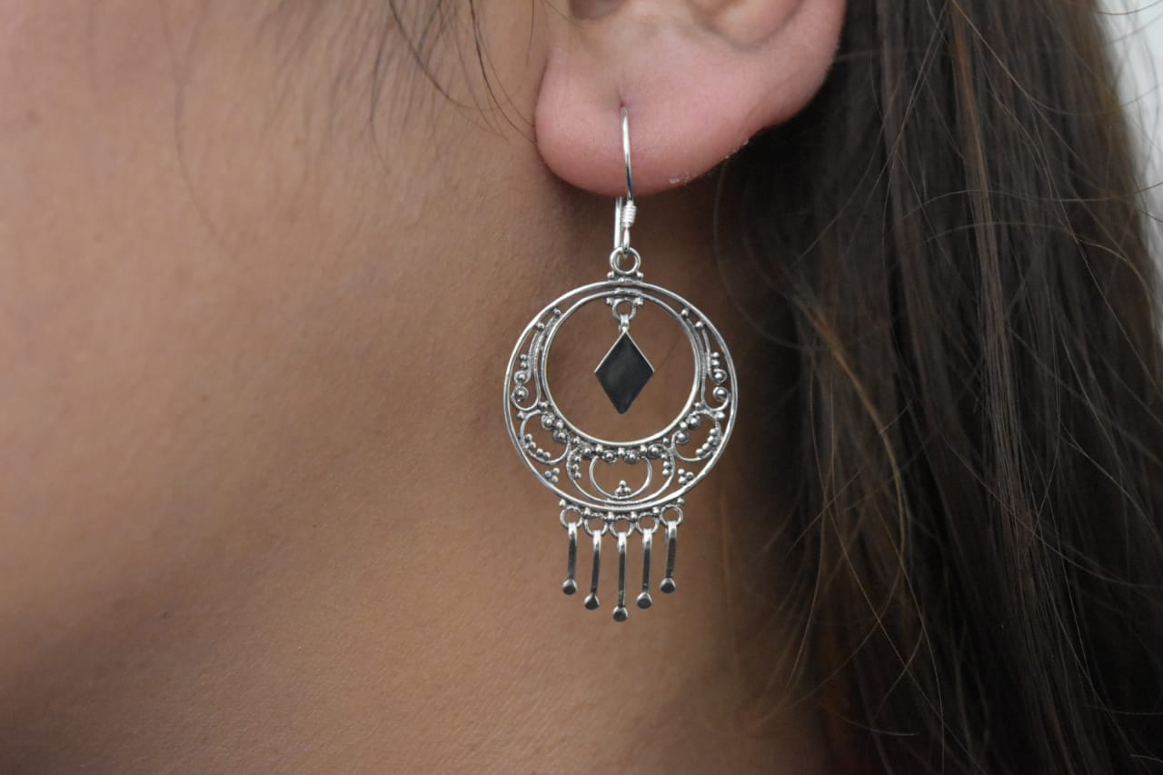 Bohemian Dangle Earrings Sterling Silver