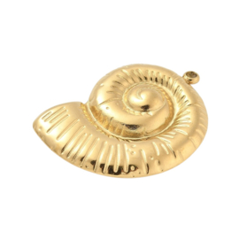 Ammoniet Schelp Bedel - Stainless Steel Goud
