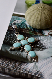 Turquoise Cross Pendant Sterling Silver
