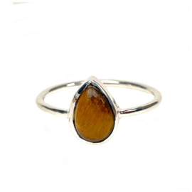 Rain Drop Tiger Eye Ring Sterling Silver