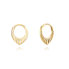 Carved V Hoops Gold Vermeil Oorbellen