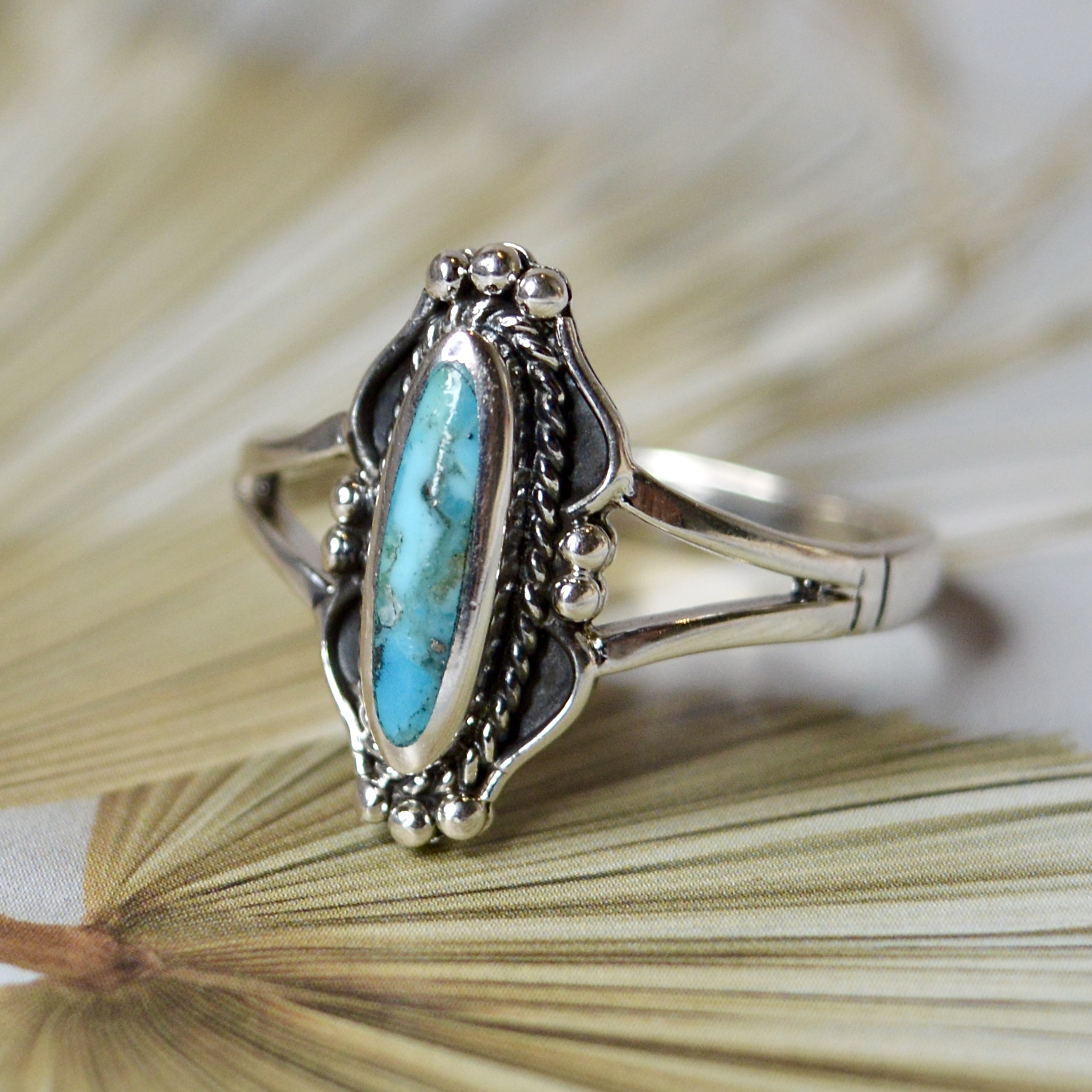 Native Mohave Turquoise Ring Sterling Silver