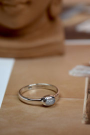 Maansteen Ovaal Bali Ring - Sterling Zilver