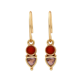 Red Agate & Amethyst Earrings Gold Vermeil/ Muja Juma