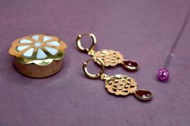 Dreamcatcher Granaat Oorbellen - Gold Plated