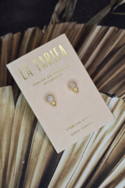 Rose Quartz 3-Dots Studs Gold Vermeil