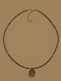 Rookkwarts Fumé Flor Ketting - Gold Vermeil