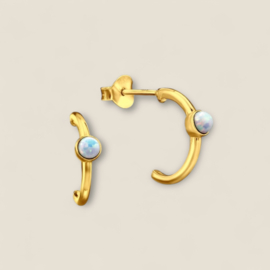 Half Hoop Opal Earstuds Gold Vermeil
