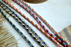 Gevlochten Koord 2mm Gold-Dark Blue (1 Mtr)