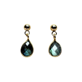 Labradorite Gold Plated Earstuds / Edelsteen Oorstekers