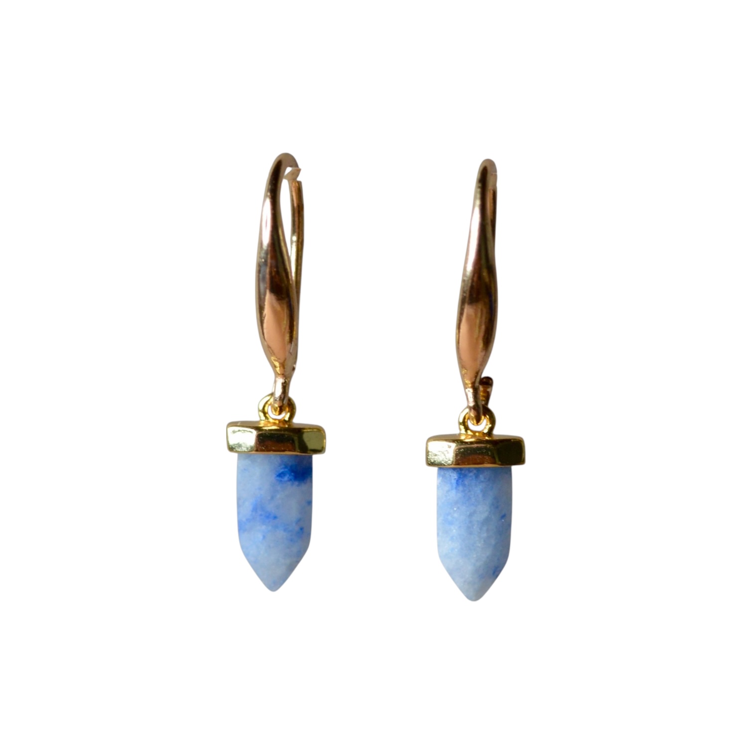 Pointed Blue Aventurine Earrings Gold Plated