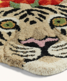 Floral White Tiger Head Rug / Doing Goods