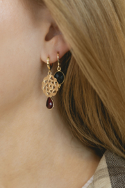 Dreamcatcher Granaat Oorbellen - Gold Plated