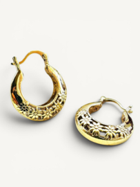 Flower Hoops Oorbellen - Brass