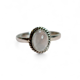 Braided Oval Rose Quartz Ring Sterling Silver