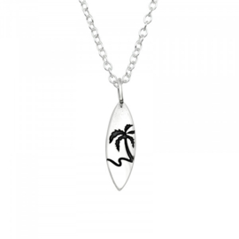 Sterling Silver Tropical Surfboard Necklace