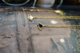 Saturn Black Necklace Gold Vermeil