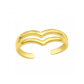 Double V Toe Ring Gold Vermeil