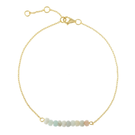 Blue Jade Beads Bracelet Gold Vermeil