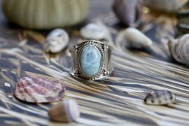 Tribal Larimar Ring Sterling Silver