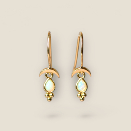 Opal Moon Earrings Gold Plated