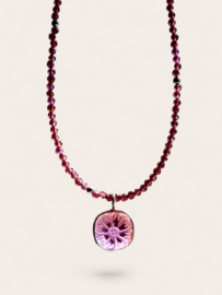 Granaat en Roze Toermalijn Ketting - Sterling Zilver