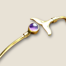 Whale Tail Amethyst Bangle Brass