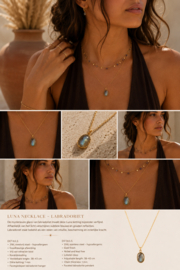 Labradoriet Luna Ketting – Stainless Steel Goud