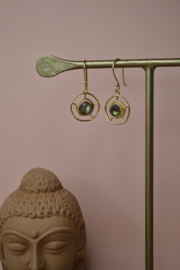 Mystic Wheel Labradoriet Oorbellen - Gold Plated