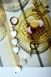 Triple Heart Schelp Oorbellen - Gold Plated