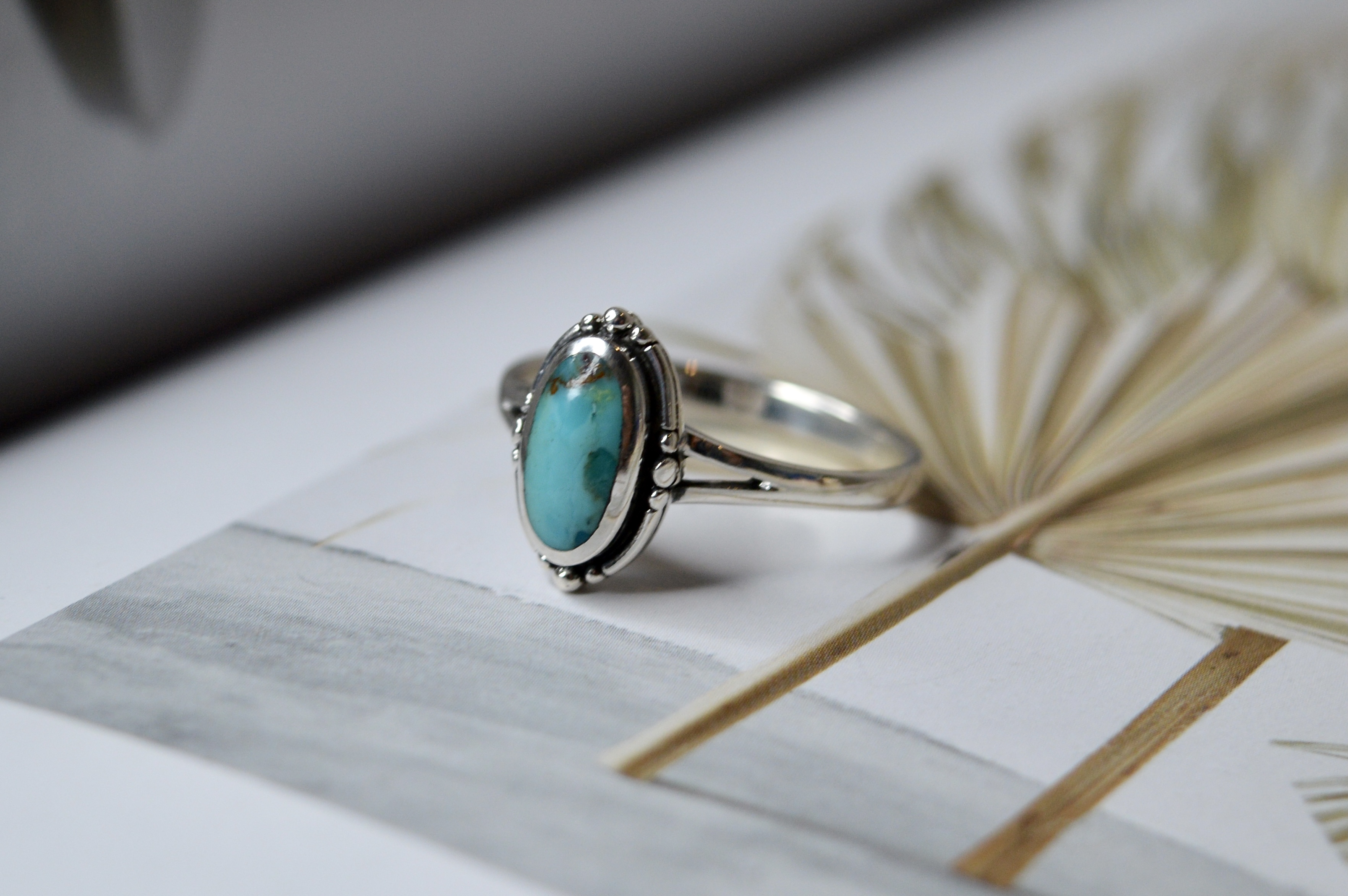 Native Mohave Turquoise Ring Sterling Silver