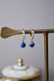 Blue Opal & Lapis Hoops Gold Plated