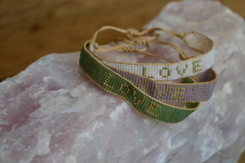 Beaded Love Bracelet / Emerald Bees