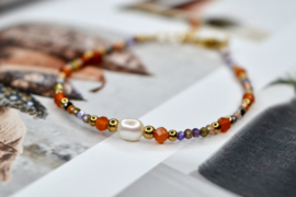 Mix Mineral & Pearl Bracelet Orange