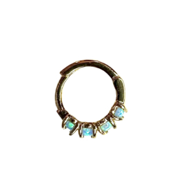 Small Blue Opal Hoop Gold Plated